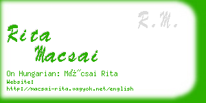 rita macsai business card